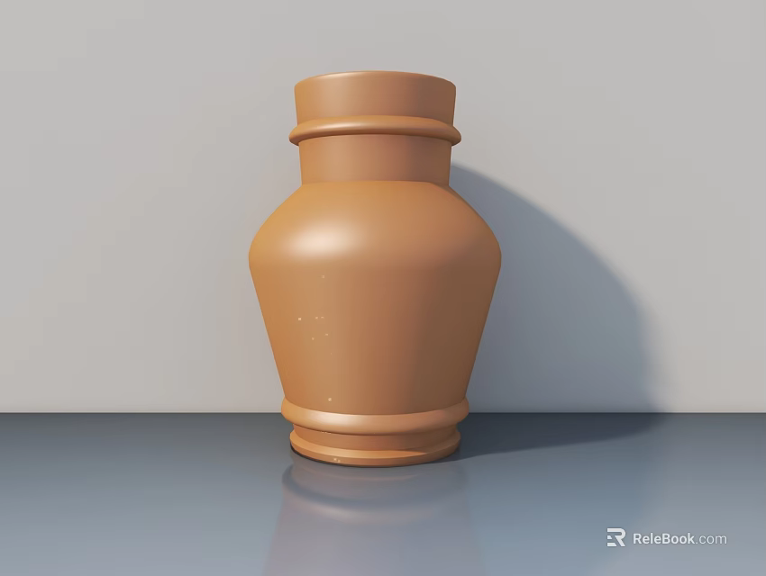 Decorative Brown Ceramic Vase Placed On Gray Surface With Light Background 3d model 