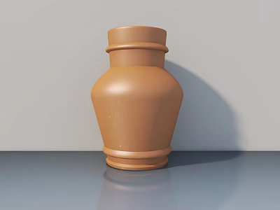 Decorative Brown Ceramic Vase Placed On Gray Surface With Light Background 3d model