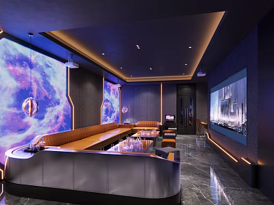 Luxury KTV Private Room With Sofas Large Screens And Lights 3d model