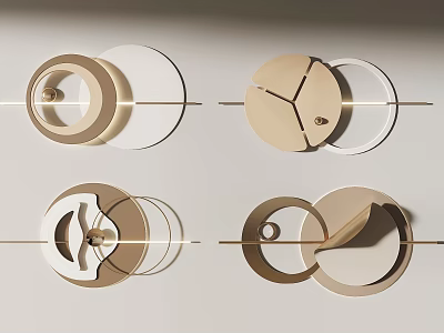 Elegant Modern Geometric Wall Decor With Circular Shapes And Metal Accents 3d model
