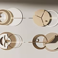 Elegant Modern Geometric Wall Decor With Circular Shapes And Metal Accents