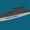 Midnight Express Sport Yacht Black And White Exterior Sailing On Blue Water