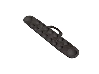 Black Long Rectangular Board Game Accessory With Multiple Circular Indentations And Central Handle 3d model
