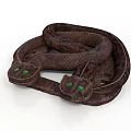 Brown Two Headed Snake With Green Eyes Coiled On White Background 3d model