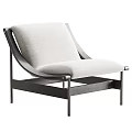 Modern Leisure Chair With White Padded Seat And Dark Metal Frame Design