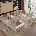 Modern Cream Style Double Sofa Cream Double Sofa 3d model