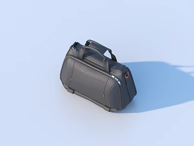 Gray Travel Bag with Black Handles Red Stitching Modern Design and Portable Features 3d model