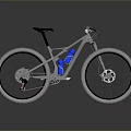 Silver and Blue Mountain Bike With Modern Frame Design Large Tires And Reflective Surface