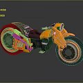 Orange Futuristic Motorcycle With Stylish Rims And Sleek Mechanical Body Design
