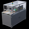 Industrial Automated Equipment With Transparent Enclosure Control Panel Mechanical Components And Indicator Lights