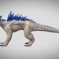 3D Rendered Dinosaur Model With Blue Spines Open Mouth And Scaly Skin