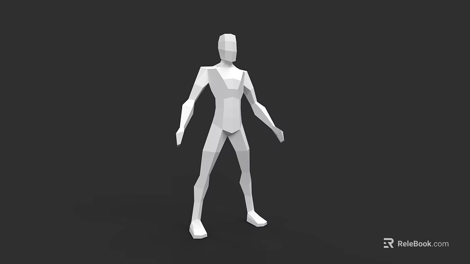 Game Film Character Low Poly 3D Model With White Standing Pose Design 3d model 