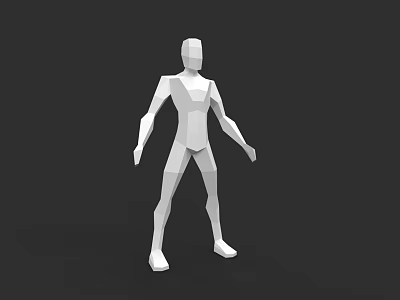 Game Film Character Low Poly 3D Model With White Standing Pose Design 3d model