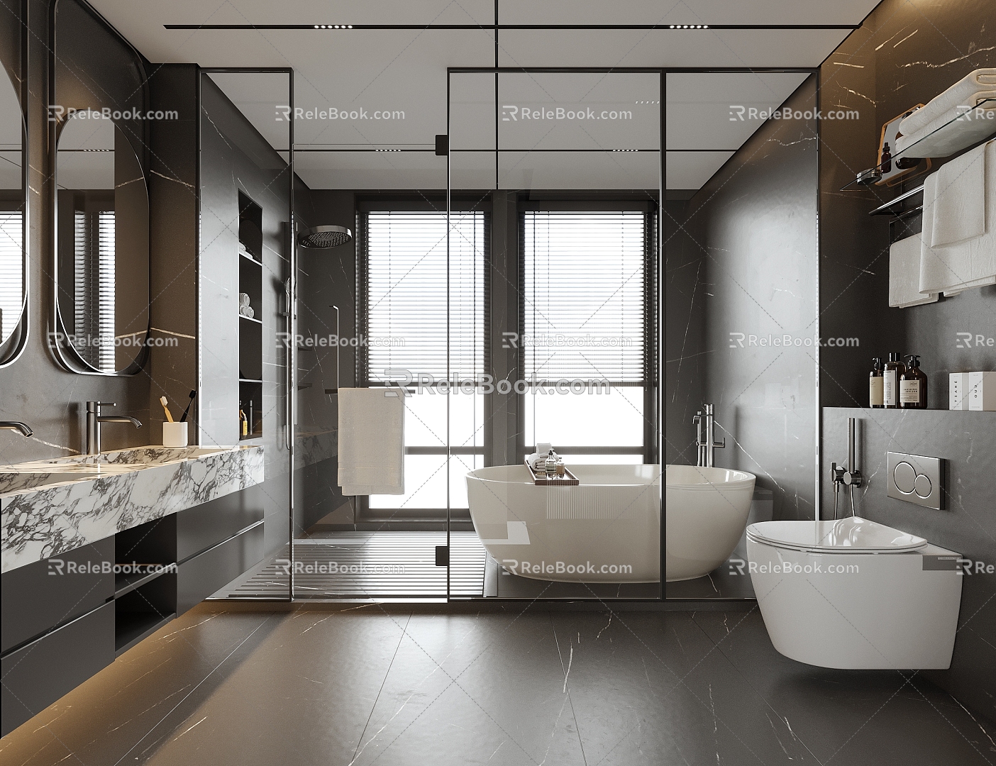 toilet sink shower shower bathroom mirror toilet bathtub 3d model