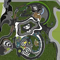 Themed Park Layout With Panda Shaped Area Bear Figures And Green Spaces