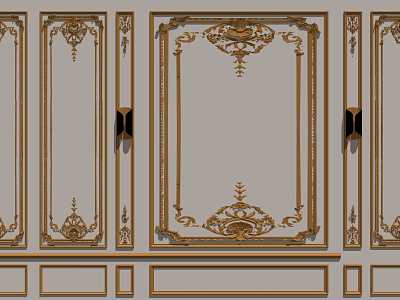 Baroque wall decorative lines model