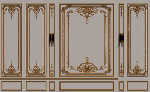 Baroque wall decorative lines 3d model