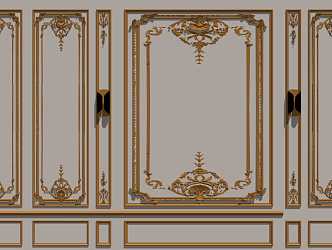 Baroque wall decorative lines 3d model