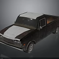 Vintage Rusty Pickup Truck With White Roof And Dark Body Design