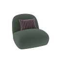 Green Single Sofa With Purple Striped Pillow And Modern Fabric Style 3d model