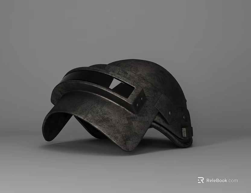 Black Tactical Helmet With Textured Surface And Face Shield Design 3d model 