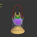 Elegant Decorative Ornate Golden Lantern With Purple Sphere And Shiny Base