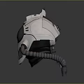 Modern Futuristic White Tech Helmet With Blue Circular Accents And Headphone Parts
