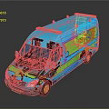 Vibrant Blue Mercedes-Benz Van With Green And Orange Graphics The Mystery Machine Text