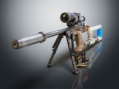 Modern sniper rifle sniper rifle sight 3d model