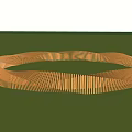Wooden Strip Archway Garden Landscape With Lush Green Grass And People Walking
