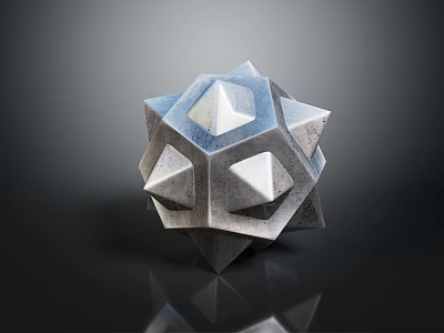 Geometric Spiked Metallic Weapon With Polyhedral Structure Sharp Spikes And Silver Gray Reflective Finish 3d model
