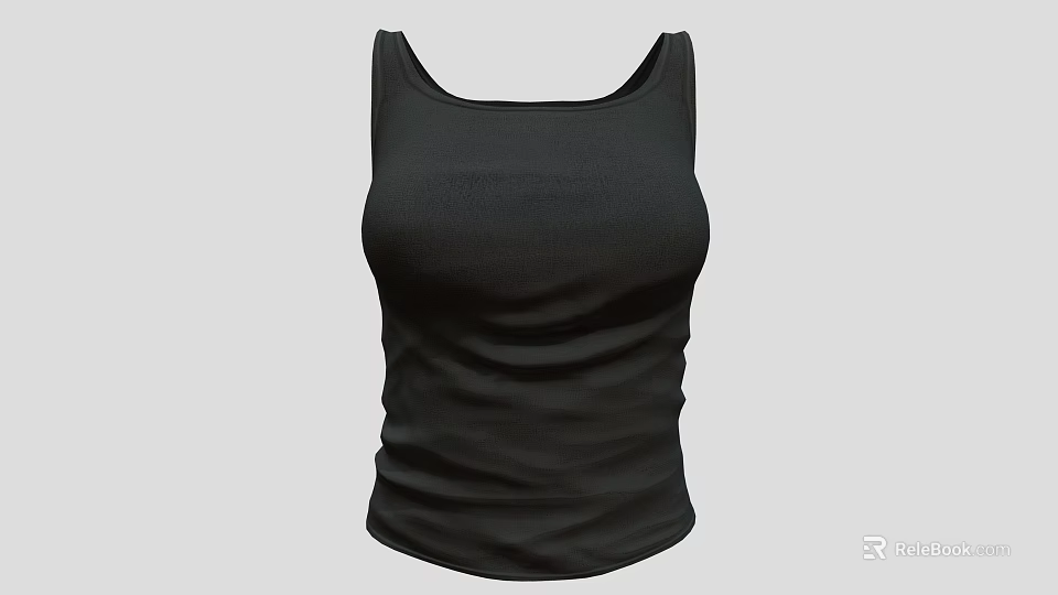 Black Sleeveless Tank Top Slim Fit Basic Style For Everyday Casual Wear 3d model 