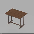 Wooden Dining Table With Rectangular Top And Sturdy Legs Minimalist Design 3d model