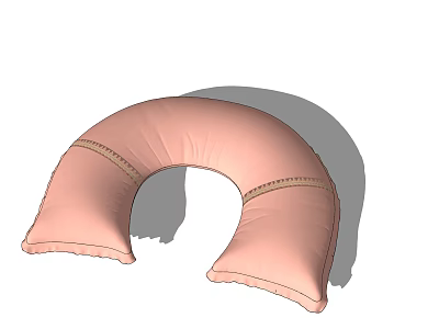 Pink U-shaped Pillow with Soft Fabric and Comfortable Neck Support Stitching 3d model