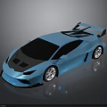 Blue Sports Car With Sleek Design Rear Spoiler Alloy Wheels And Shiny Finish
