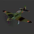 Green And Black Camouflage Airplane Model With Red Star Emblems On Wings And Transparent Cockpit