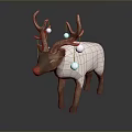 Christmas Reindeer Figurine With Red Nose White Body Brown Legs And Antlers With White Balls