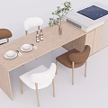 Nakajima counter bar counter operating table dining table and chairs 3d model