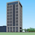 Modern High Rise Office Building With Glass Windows And Surrounding Green Trees