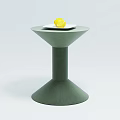 Green Conical Coffee Table With White Plate And Yellow Fruit On Light Background 3d model