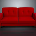 Red Sofa With Tufted Cushions Armrests And Wooden Legs For Living Room
