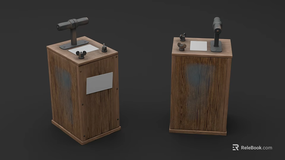 Vintage Industrial Equipment With Wooden Cabinets Metal Probes And Control Knobs 3d model 