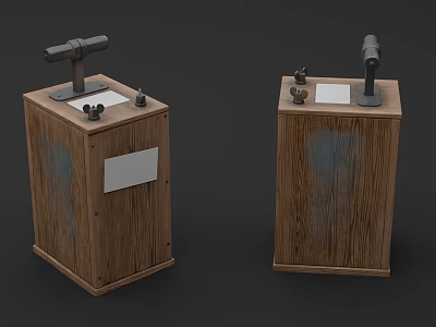 Vintage Industrial Equipment With Wooden Cabinets Metal Probes And Control Knobs 3d model