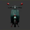 Green Vintage Scooter With Black Seat And Red Accents On Dark Background
