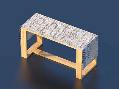 Modern Dining Table With Lattice Patterned Tabletop And Wooden Legs Interior Design 3d model