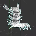 Red Aquatic Creature 3D Model With Large Claws And Multiple Legs On Dark Background