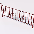 Ornate Red Iron Railing With Decorative Spindles And Elegant Classic Design Elements 3d model