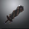 Angular Blade Sword With Wrapped Chains Dark Hilt And Metallic Sheen On Dark Background