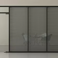 Modern Interior With Glass Sliding Blind Partition Dining Table And Chairs 3d model