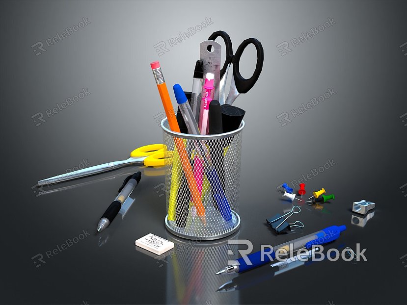 Metal Pen Holder Office Clip Scissors Rubber Pencil Knife Pen Holder Storage Rack Office Desk Storage Rack model